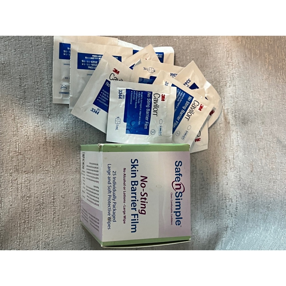 Safe n Simple No-Sting Skin Barrier Film Wipes 25ct & 3M Cavilon 3344 Wipes Lot